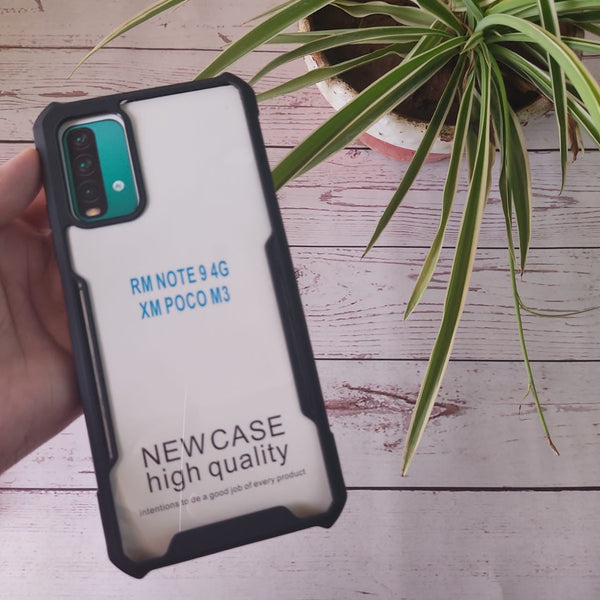 Redmi Note 9 4G / Poco M3 Branded New Hybrid Bumper Shock proof Case With Ultra Clear Back