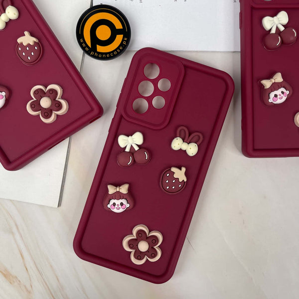 Galaxy A33 Cute 3D Cherry Flower Icons Silicon Case