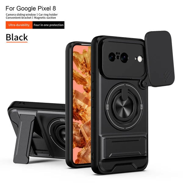 Google Pixel 8 - Tactical Stealth MagSafe Case with Sliding Lens, Ring Holder & Kickstand