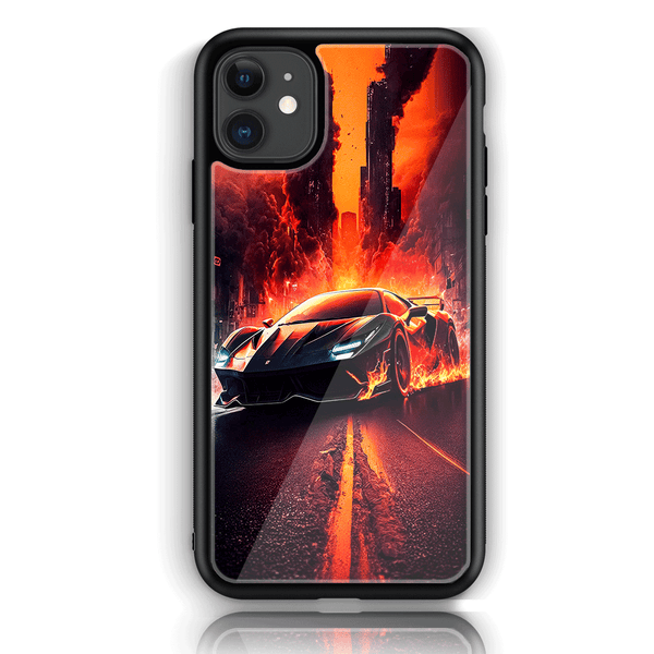 iPhone 12 Racing Series  Premium Printed Glass soft Bumper shock Proof Case