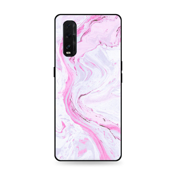 Oppo Find X2 Pro  -Pink Marble Series - Premium Printed Glass soft Bumper shock Proof Case