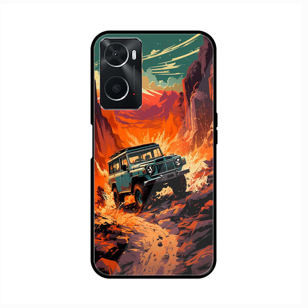 Oppo A36 - Jeep Offroad - Premium Printed Glass soft Bumper Shock Proof Case
