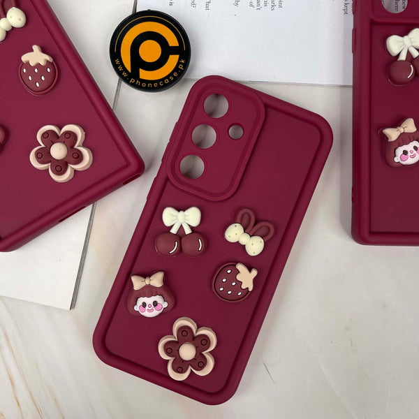 Galaxy A14 4G/5G Cute 3D Cherry Flower Icons Silicon Case