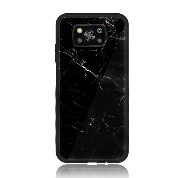 Xiaomi Poco X3/ X3 Pro/ X3 NFC - Black Marble Design 1 - Premium Metal  Printed soft Bumper shock Proof Case  CS-33428