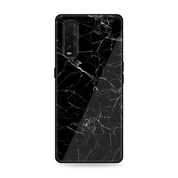 Oppo Find X2 Pro- Black Marble Series - Premium Printed Glass soft Bumper shock Proof Case