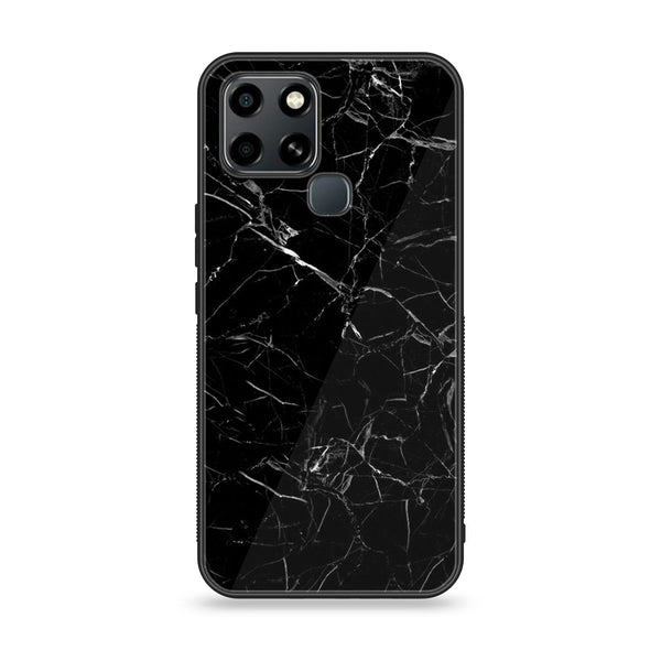 Infinix Smart 6 HD - Black Marble Series - Premium Printed Glass soft Bumper shock Proof Case