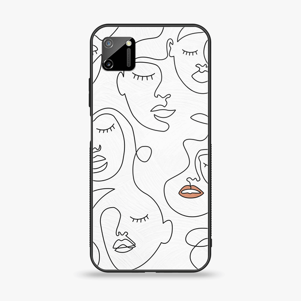 Realme C11- Girl Line Art Series - Premium Printed Glass soft Bumper shock Proof Case