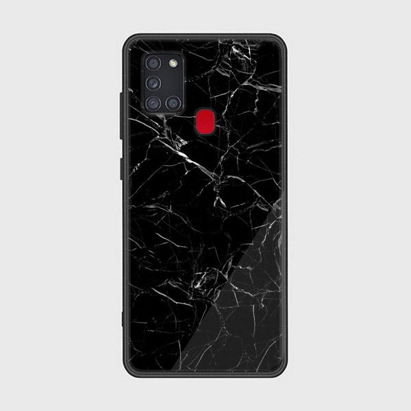 Samsung Galaxy A21s - Black Marble Series  Design 1 - Premium Printed Glass soft Bumper shock Proof Case CS-21499