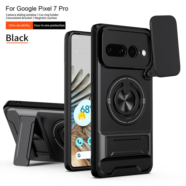 Google Pixel 7 Pro - Tactical Stealth MagSafe Case with Sliding Lens, Ring Holder & Kickstand