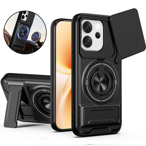 Vivo V70 - Tactical Stealth MagSafe Case with Sliding Lens, Ring Holder & Kickstand
