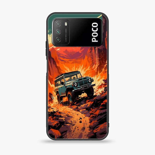 Xiaomi Poco M3 - Jeep Offroad - Premium Printed Glass soft Bumper Shock Proof Case