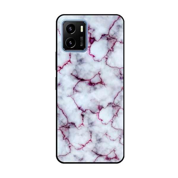 Vivo Y15c - White Marble Series - Premium Printed Glass soft Bumper shock Proof Case