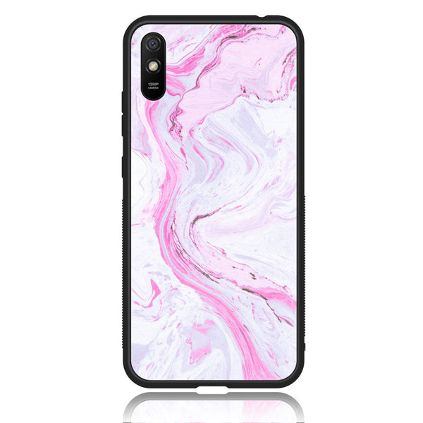 Xiaomi Redmi 9i - Pink Marble Series - Premium Printed Glass soft Bumper shock Proof Case