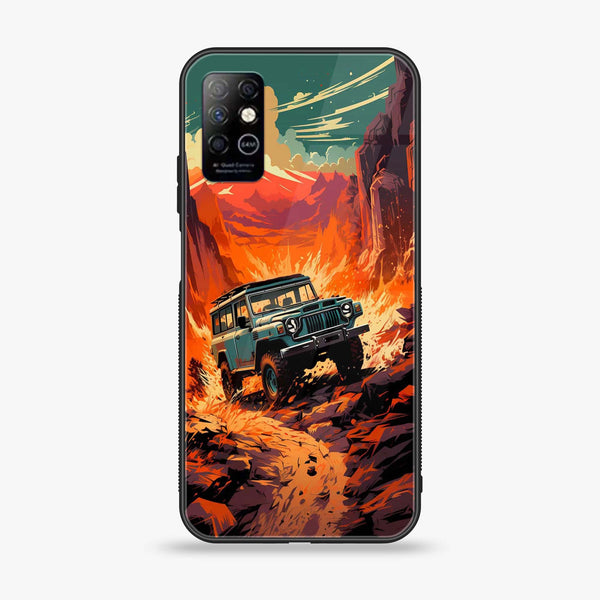 Infinix Note 8 - Jeep Offroad - Premium Printed Glass soft Bumper Shock Proof Case
