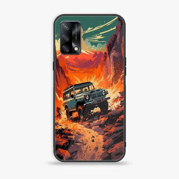 Oppo A74 - Jeep Offroad - Premium Printed Glass soft Bumper Shock Proof Case