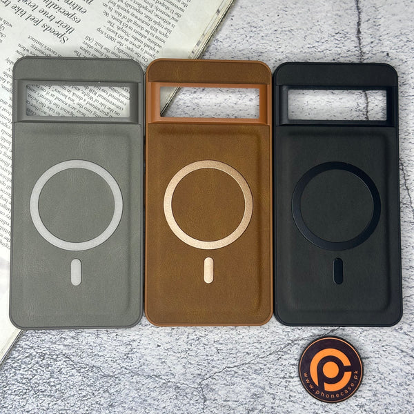 Google Pixel 8A - Elegant Magnetic Grainy Leather Anti-Fingerprint Case