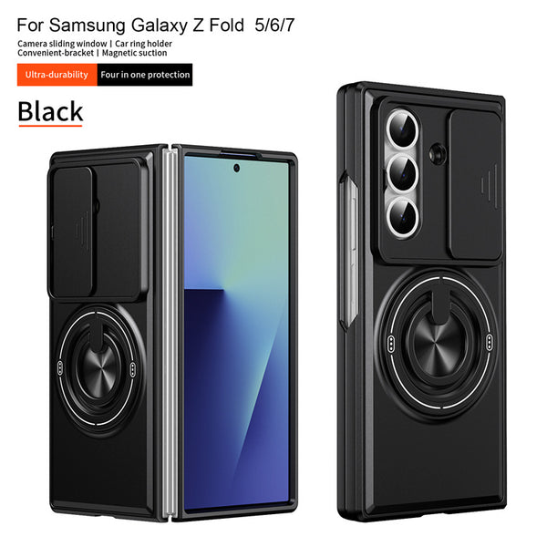 Galaxy Z Fold 7 - Tactical Stealth MagSafe Case with Sliding Lens, Ring Holder & Kickstand