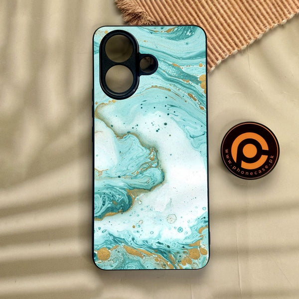 Vivo V60 Lite  - Aqua Blue Marble Design - Premium Metal Printed Soft Bumper Shock Proof Case