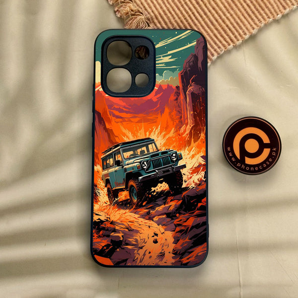 Oppo A6 Pro - Jeep Offroad - Premium Metal Printed Soft Bumper Shock Proof Case