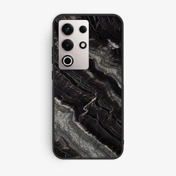 Itel S25 Ultra - Black Marble V 2.0 Design - Premium Metal Printed Soft Bumper Shock Proof Case