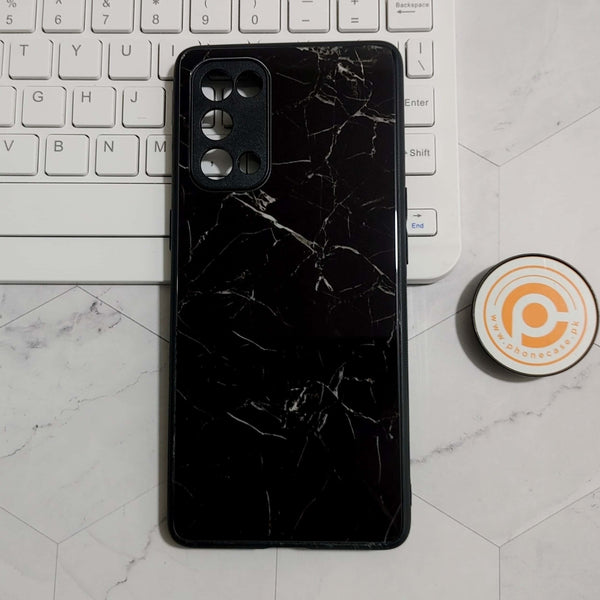 Oppo Reno 5 Pro 5G Black Marble Design 1 Premium Printed Glass soft Bumper shock Proof Case CS-22715