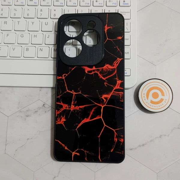 Infinix Hot 40/40 Pro - Black Marble Design 8 - Premium Printed Glass soft Bumper shock Proof Case CS-22666