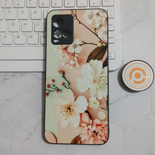 Vivo Y33T/Y21 - Floral Series Design 10 - Premium Printed Glass soft Bumper Shock Proof Case CS-22656