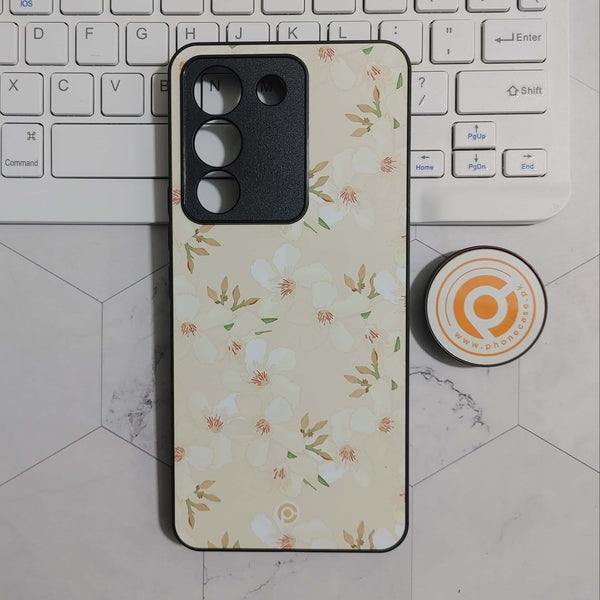 Vivo V29e/Y200 - Floral Series Design 2 - Premium Printed Glass soft Bumper shock Proof Case CS-23518