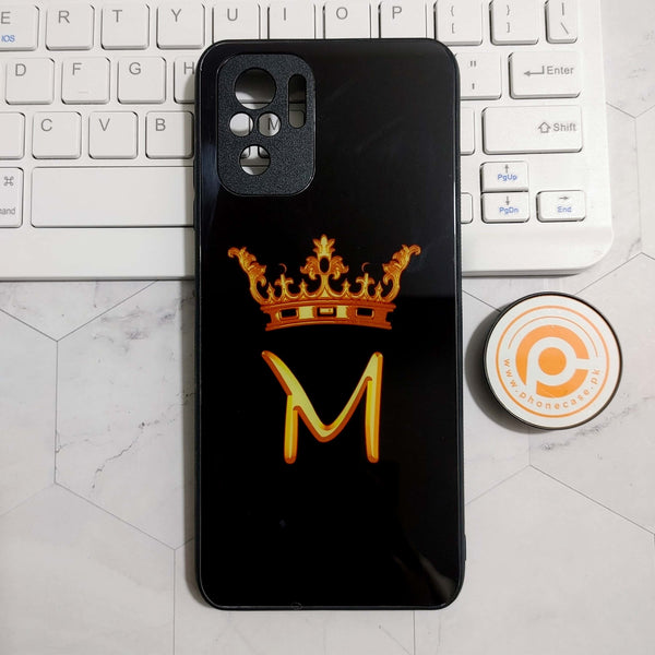 Xiaomi Redmi Note 10/10s - King M Alphabet - Premium Printed Glass soft Bumper shock Proof Case CS-23529