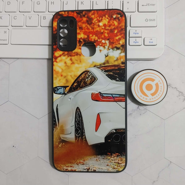 Infinix Hot 9 Play - Car Premium Glossy - Premium Printed Glass soft Bumper shock Proof Case CS-23573