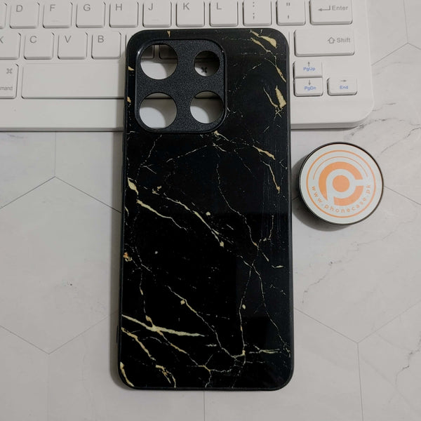 Tecno Spark Go 2023 - Black Marble Design 1 - Premium Printed Glass soft Bumper shock Proof Case  CS-23787