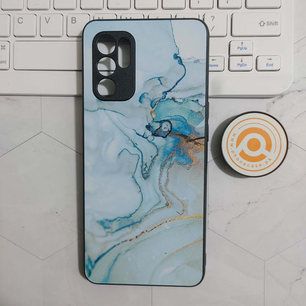 Oppo Reno 6 -Blue Marble Series Design 1  - Premium Printed Glass soft Bumper shock Proof Case  CS-23871