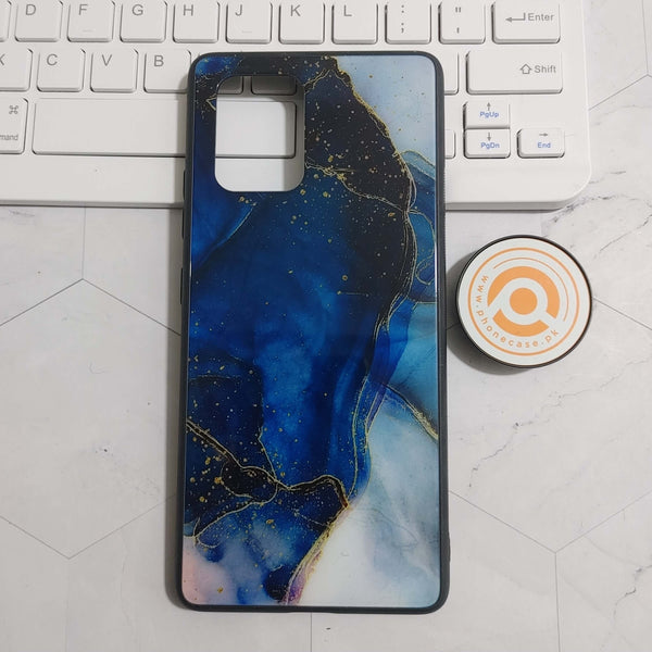 Samsung Galaxy A91 -  Blue Marble Series Design 7 - Premium Printed Glass soft Bumper shock Proof Case  CS-23867