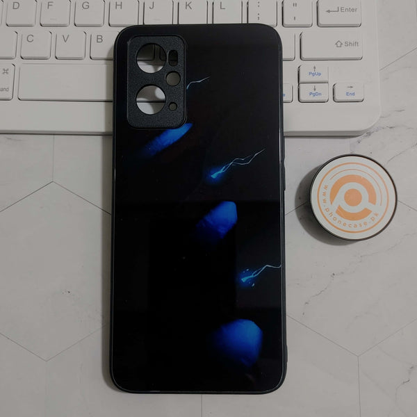 OPPO A76/A36/A96 Black Art Design 7 Premium Printed Glass soft Bumper shock Proof Case  CS-23854