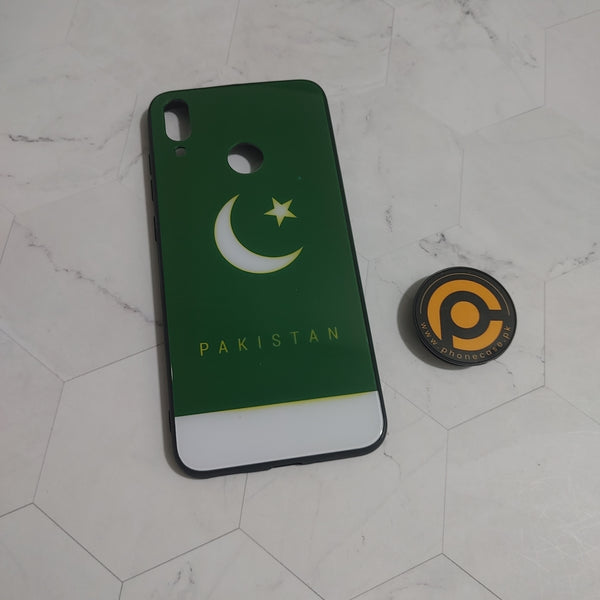 Huawei Honor 8C Colourful Circles Glass  Premium Printed Glass soft Bumper shock Proof Case  CS-26325