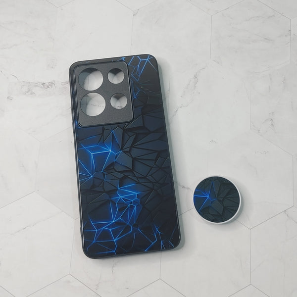 Infinix Note 30 - 3D Design 1  - Premium Printed Glass soft Bumper shock Proof Case with Pop socket CS-26225