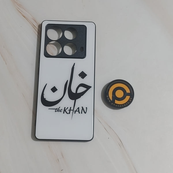 Infinix Note 40 4G Caste Name (KHAN) Premium Printed Glass soft Bumper shock Proof Case CS-26405