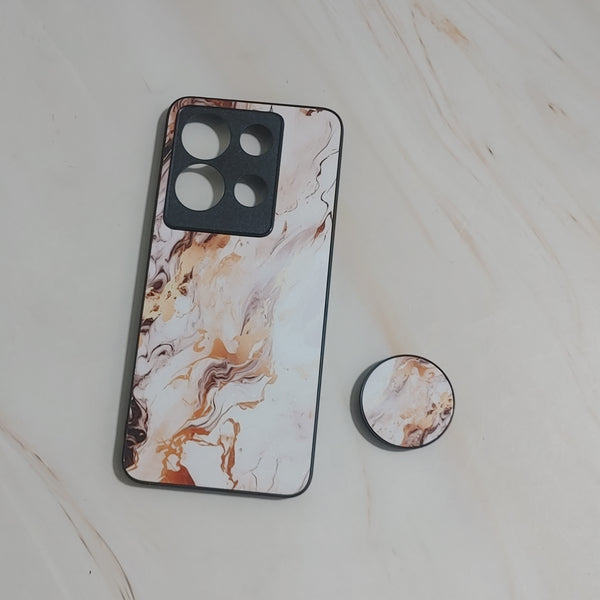 Infinix Note 30 - Liquid Marble Design 1 - Premium Printed Glass soft Bumper shock Proof Case with Pop Socket CS-26276