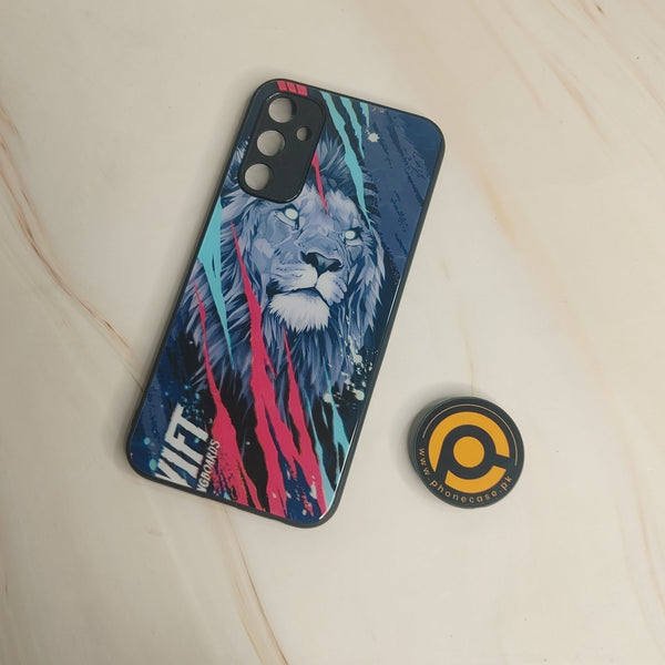 Samsung Galaxy A24 4G - Abstract Animated Lion - Premium Printed Glass soft Bumper Shock Proof Case CS-27118