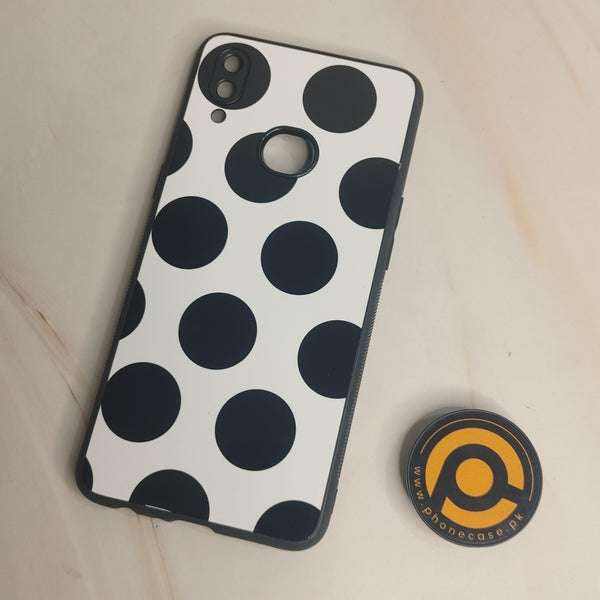 Galaxy A10s -Black and white Polka dot - Premium Printed Glass soft Bumper shock Proof Case  CS-27146