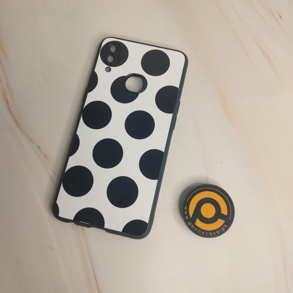 Galaxy A10s -Black and white Polka dot - Premium Printed Glass soft Bumper shock Proof Case  CS-27146