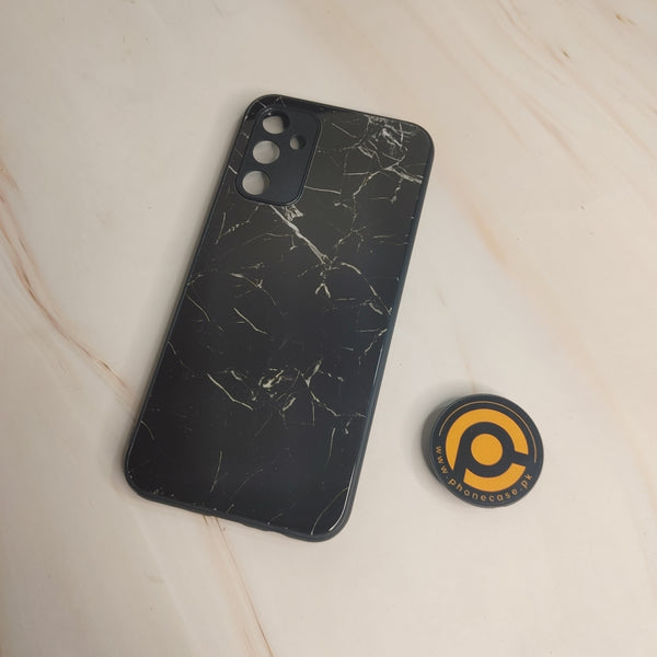Samsung Galaxy A14- BLACK  Marble Design 1 - Premium Metal  Printed soft Bumper shock Proof Case CS-27272