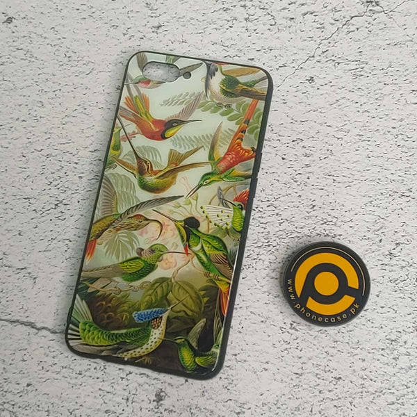 OPPO A5 Hummingbirds Vintage Illustration Premium Printed Glass soft Bumper shock Proof Case CS-27580