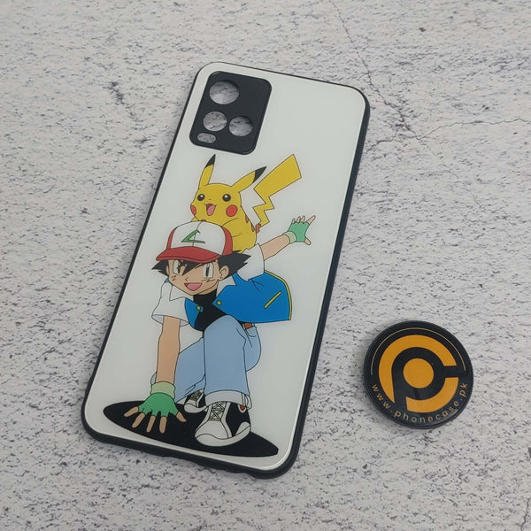 Vivo Y21 4G/ Y33s/ Y21s/ Y21A  - Pikachu  Cartoon Design- Premium Printed Glass soft Bumper shock Proof Case CS-27540