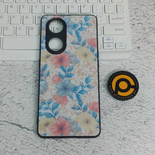 OPPO Reno 8T 5G - Floral Series Design  - Premium Printed Glass soft Bumper Shock Proof Case CS-27834