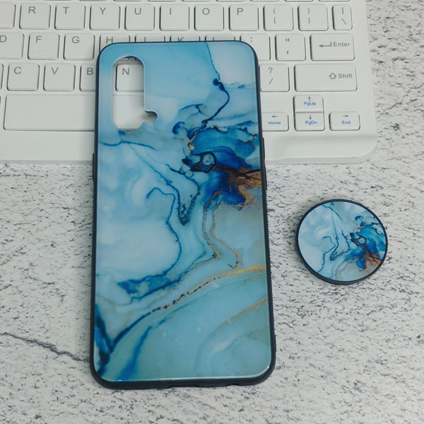 OnePlus Nord CE 5G - Blue Marble Series - Pop Socket  Premium Metal Printed soft Bumper Shock Proof Case CS-27846