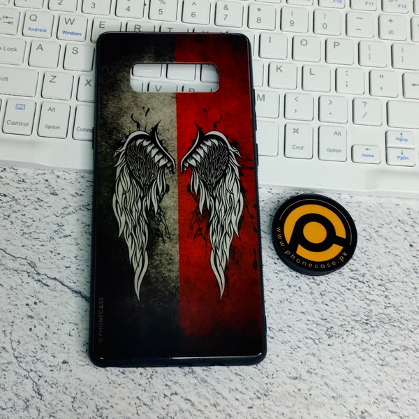 Samsung Galaxy Note 8 - Angle Wings  Design 2 Soft Bumper shock Proof Glass Case CS-28421