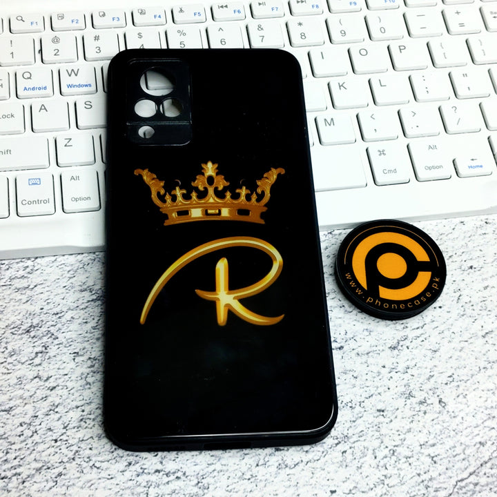 Vivo V21 - Alphabet king R Design - Premium Metal Printed soft Bumper shock Proof Case
