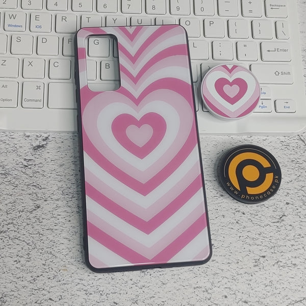 Samsung Galaxy S20 FE Heart Beat  Design 3 Premium Printed Glass soft Bumper shock Proof Case + with pop socket   CS-29924