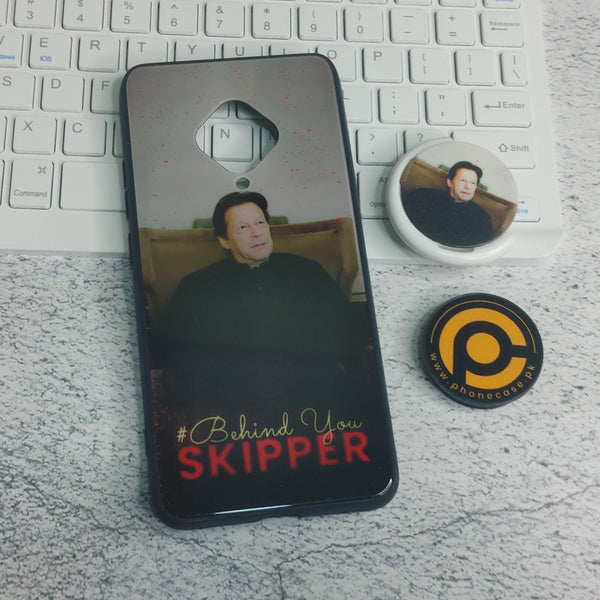 Vivo Y51 (Camera in middle) - Blue Marble Design 9 - Premium Metal Printed soft Bumper shock Proof Case  + with pop socket CS-29893